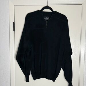 Demetre Men's Black Half Zip-Up Sweater 30% wool. Very warm. Size Large